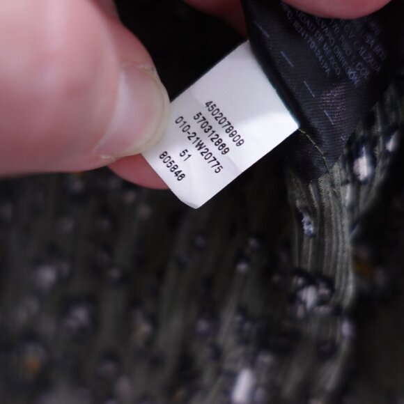 White House Black Market Button Front Long Sleeve Blouse Sz M Green Floral - Picture 7 of 7